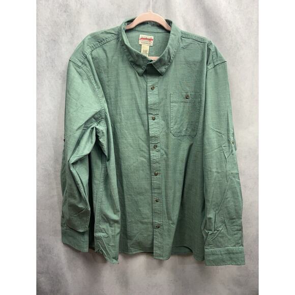 L.L. Bean Mens Long Sleeve Traditional Fit Green Button Up Shirt Size XXL New - Picture 2 of 9